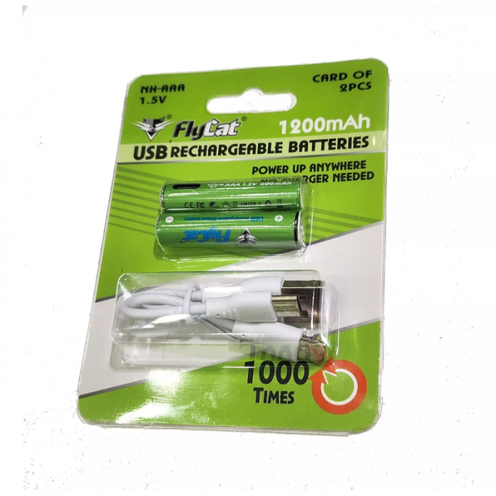 PILAS AAA RECARGABLES CON CABLE USB 1200MAH MAYOR DURACIÓN