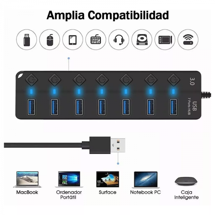 HUB DE 7 PUERTOS USB 3.0