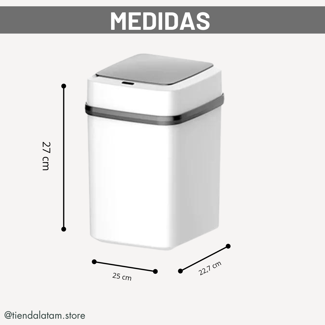 TACHO DE BASURA RESIDUOS CON SENSOR DE APERTURA AUTOMÁTICA 10LTS.